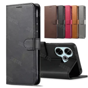 کیف چرمی Xiaomi Redmi 13 / Redmi 13X مدل لپ تاپی جاکارتی دار (محافظ لنزدار)