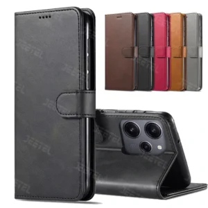 کیف چرمی Xiaomi Redmi 12 مدل لپ تاپی جاکارتی دار