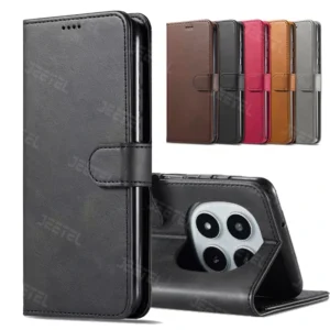کیف چرمی Xiaomi Redmi Note 14 Pro 5G / Poco X7 مدل لپ تاپی جاکارتی دار (محافظ لنزدار)