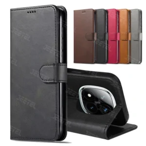 کیف چرمی Xiaomi Redmi Note 15 Pro Plus 5G مدل لپ تاپی جاکارتی دار (محافظ لنزدار)