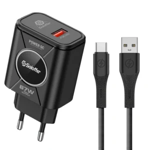 آداپتور فست شارژ 67W QC3.0  به همراه کابل Type-C مدل Soloffer TC-68EU (اورجینال+گارانتی)