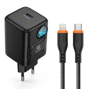 آداپتور توربو شارژ 35W PD به همراه کابل Type-C به Lightning مدل Soloffer TC-80 (اورجینال+گارانتی)