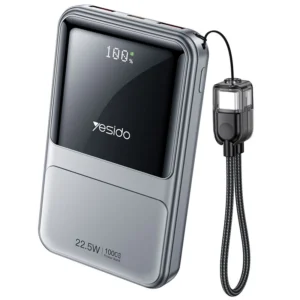 پاوربانک 10.000Mah سه پورت به همراه کابل با توان 22.5W از برند YESIDO YP95 (100% اورجینال)
