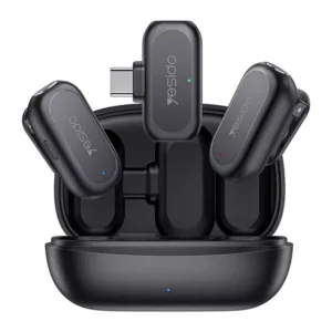 میکروفن یقه ای بیسیم مدل دو عددی تایپ سی Smart Noise Cancellation از برند YESIDO KR22 (100% اورجینال)