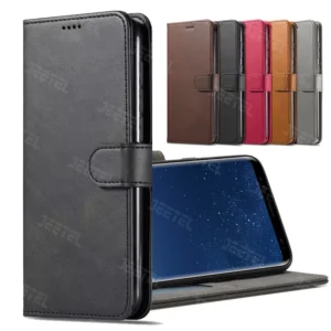 کیف چرمی Samsung Galaxy S8 Plus مدل لپ تاپی جاکارتی دار (محافظ لنزدار)