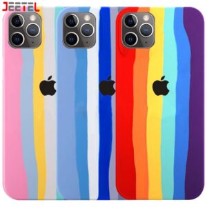 کاور سیلیکونی گوشی ایفون IPHONE 11 Pro Max مدل رنگین کمانی (ویتنامی اصل)