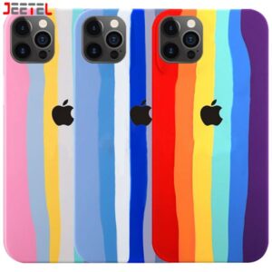 کاور سیلیکونی گوشی ایفون IPHONE 12 Pro Max مدل رنگین کمانی (ویتنامی اصل)
