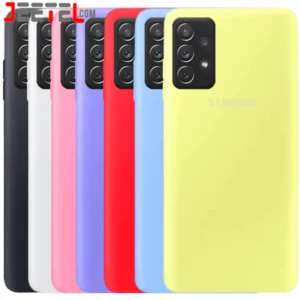 کاور سیلیکونی تک رنگ اورجینال Samsung Galaxy A32 4G مدل پاک کنی اصل (محافظ لنزدار)