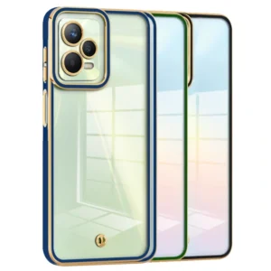قاب اورجینال الکتروپلیتینگ Xiaomi Poco X5 (5G) مدل دور طلایی پشت شفاف